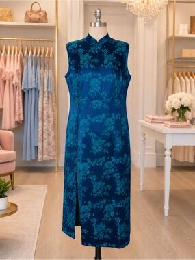 Beautiful Faeriesty Sleeveless Floral Cheongsam Dress, Size XXL